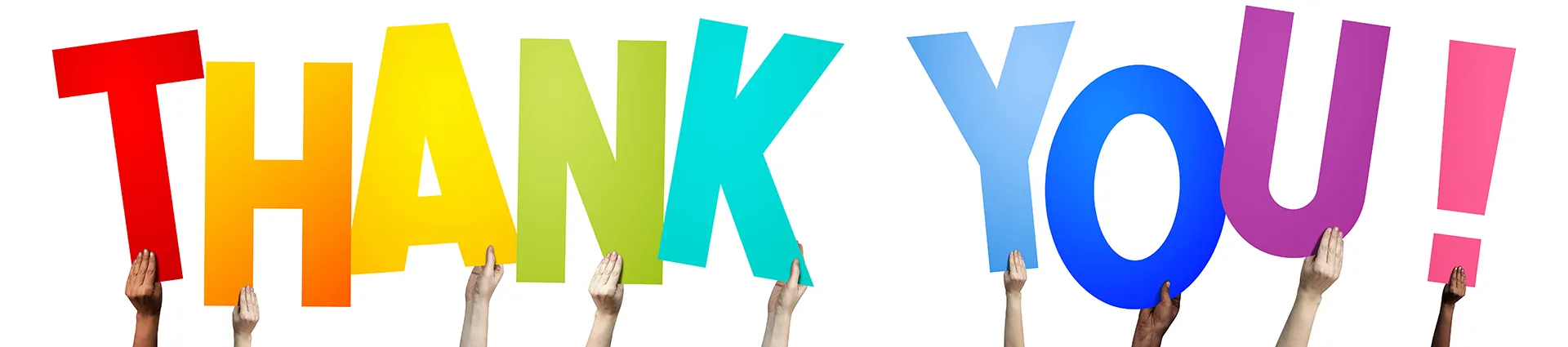 Thank you in colorful letters